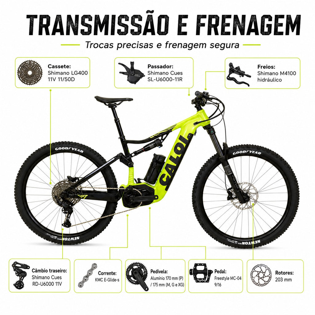 BICICLETA 29 CALOI E-VIBE LIFT ELÉTRICA VERDE TAMANHO M