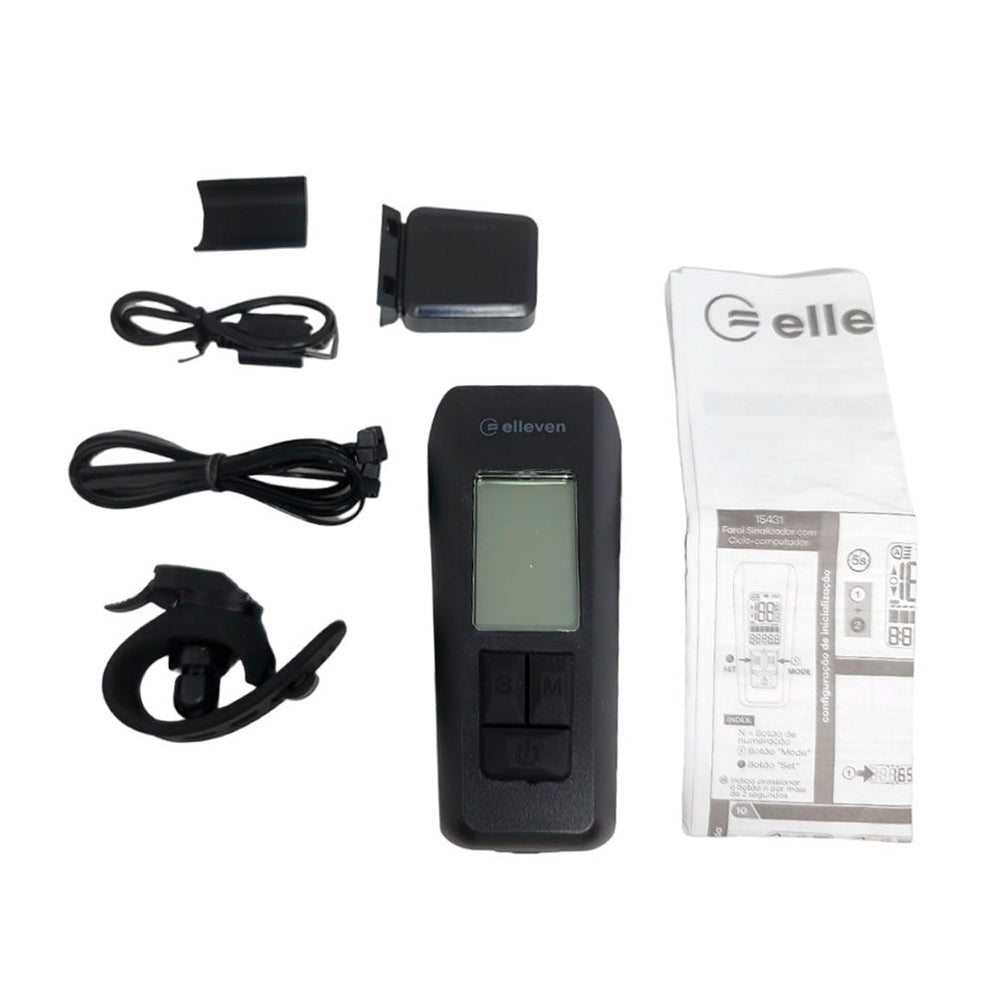 FAROL SINALIZADOR ELLEVEN COM CICLOCOMPUTADOR INTEGRADO 150 LUMENS - PRETO FOSCO