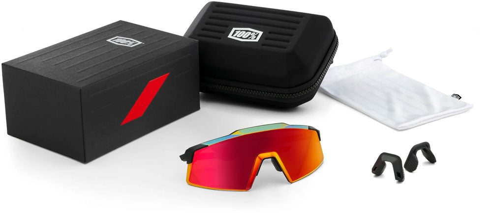 Oculos 100% Aerocraft - Soft Tact Black - Hiper Red Multilayer Mirror