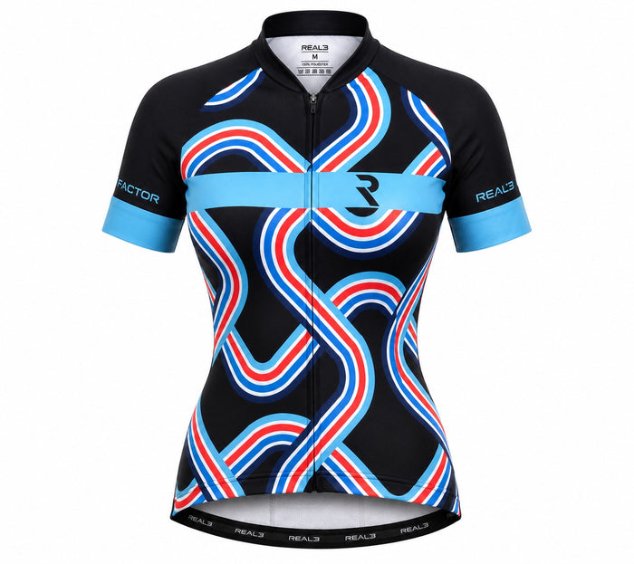 Camisa Ciclismo Feminino Refactor Duna Preto/Azul/Rosa - PRETO/AZUL/ROSA / P