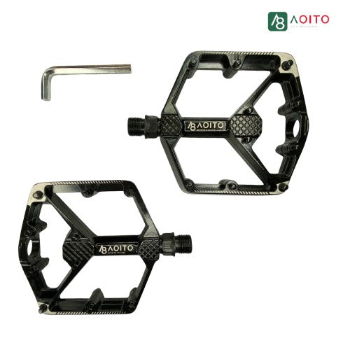 PEDAL MTB PLAT C/TRAVA  ALUM 9/16 BLACK PIANO Marca:AOITO