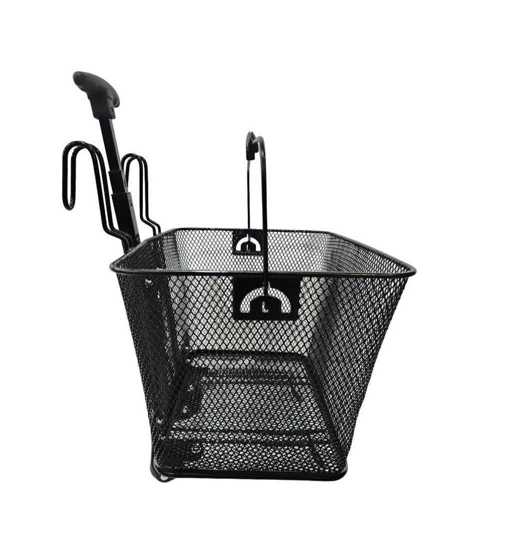 CESTA ARAMADA ELLEVEN CARRINHO 2 EM 1 40X30X22CM COM ALÇA - PRETO