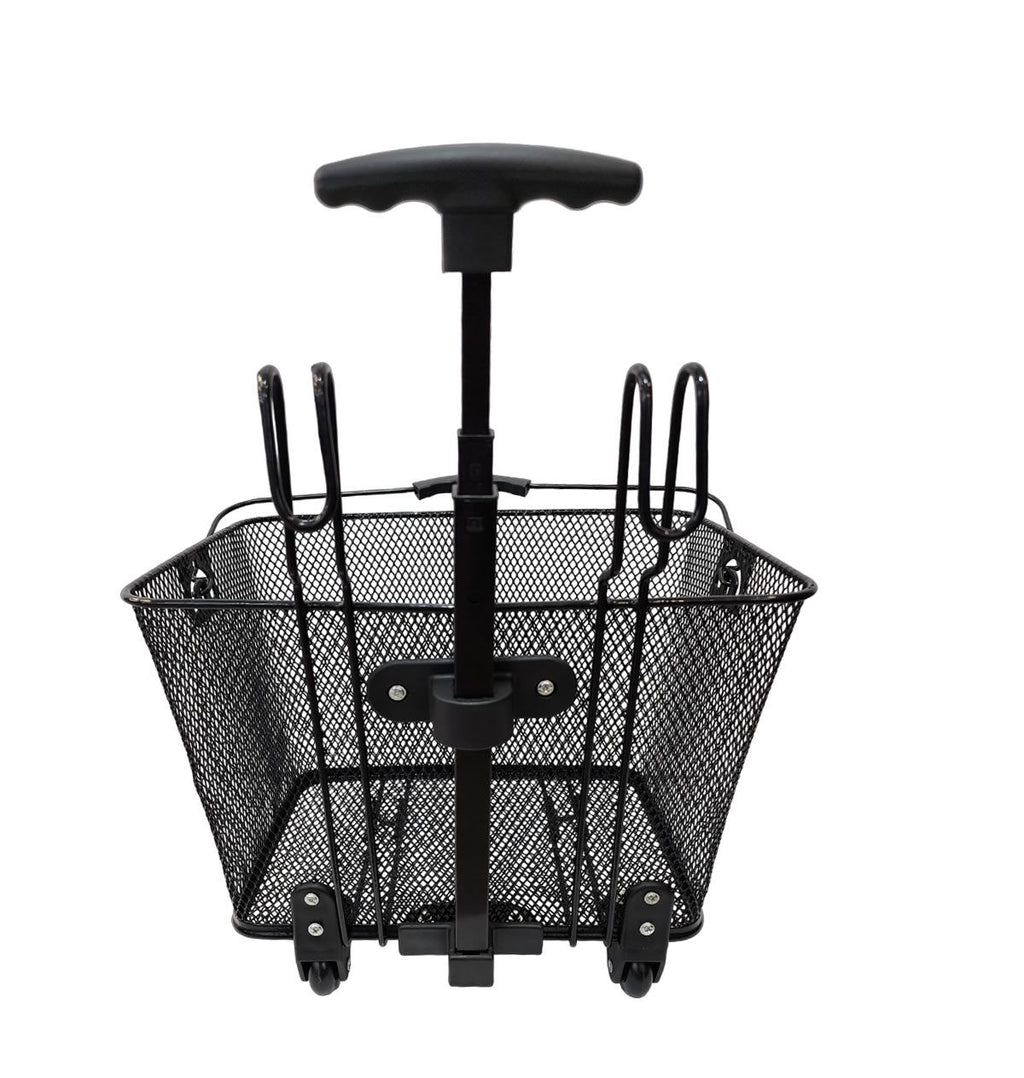 CESTA ARAMADA ELLEVEN CARRINHO 2 EM 1 40X30X22CM COM ALÇA - PRETO