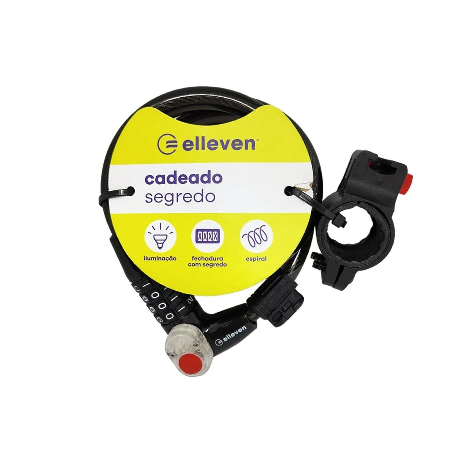 CADEADO ELLEVEN ESPIRAL COM ILUMINAÇÃO E SEGREDO COM SUPORTE 12MM X 1200MM