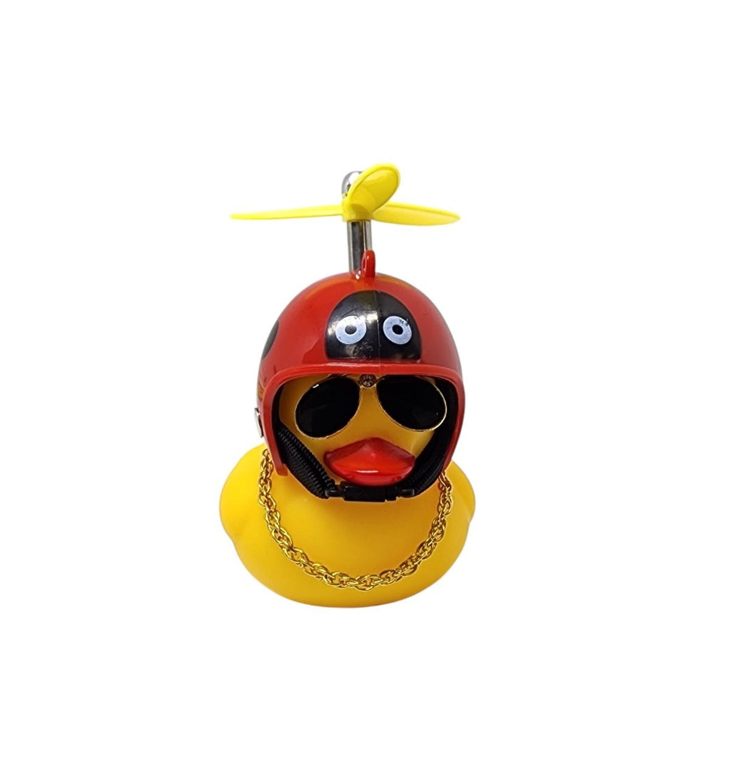 BUZINA SILICONE PATO COM CAPACETE VERMELHO JOANINHA