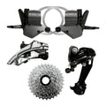 GRUPO VELOFORCE 27V C/ CÂMBIOS, ALAVANCA E CASSETE 11/32D - PRETO/PRATA