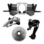GRUPO VELOFORCE 27V C/ CÂMBIOS, ALAVANCA E CASSETE 11/32D - PRETO/PRATA