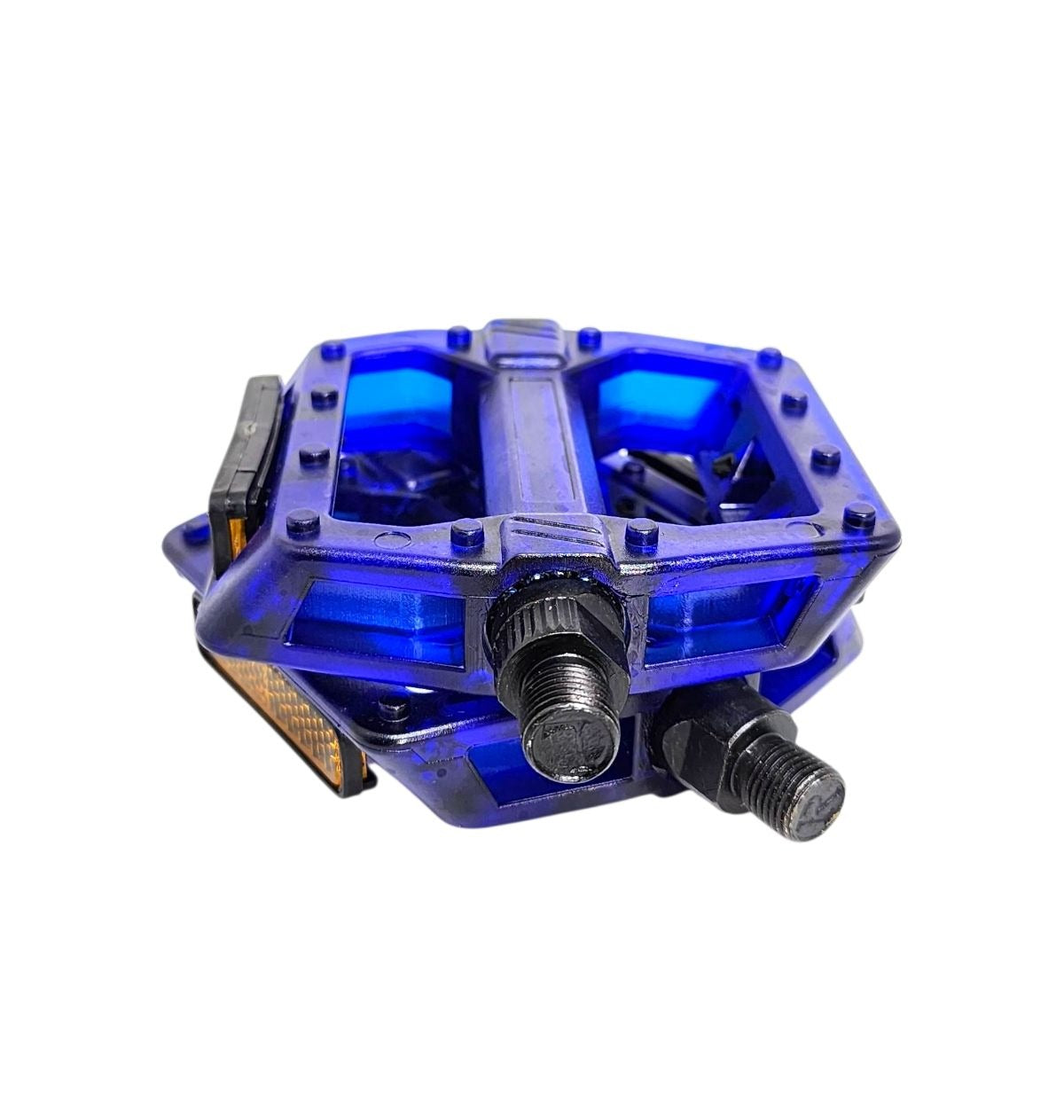 PEDAL PLATAFORMA 9/16 ESFERADO ACRÍLICO COM REFLETOR TRANSPARENTE AZUL
