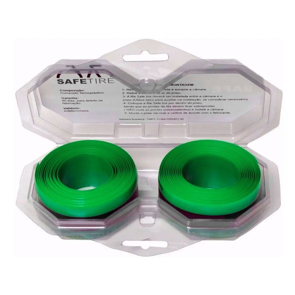 FITA ANTI-FURO SAFE TIRE 35MM PARA PNEU 26, 27,5 E 29 PAR - VERDE