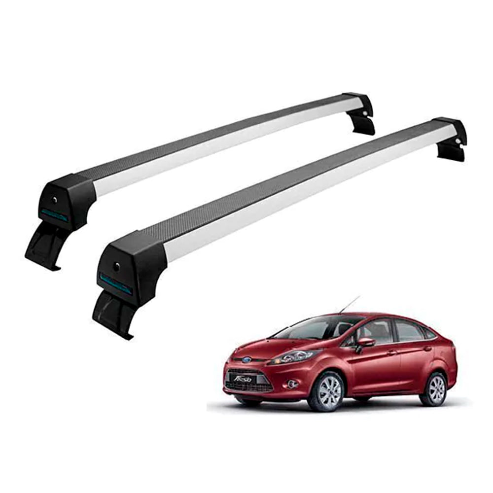 RACK LONG LIFE SPORT ALUM. PRATA P/ FORD NEW FIESTA SEDAN  OU HATCH - A PARTIR DE 2011 (ANFHS) - PRATA