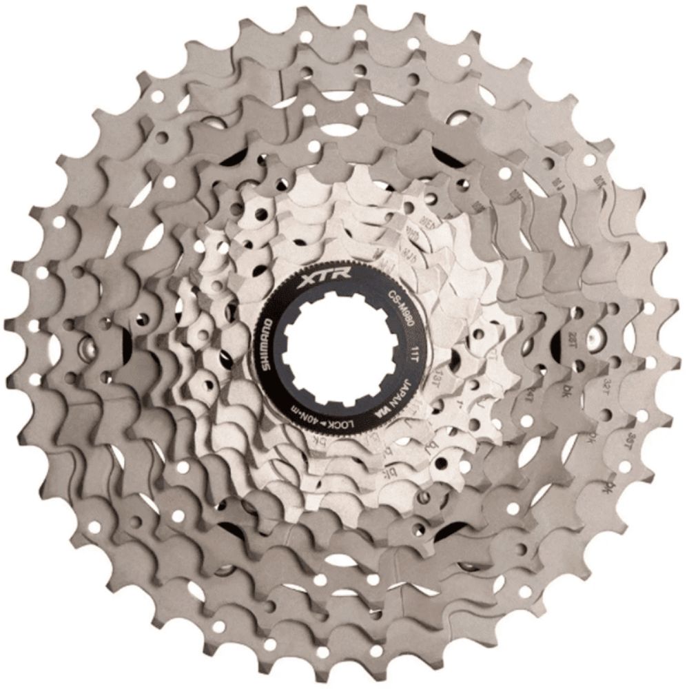 CASSETE 10V SHIMANO XTR M980 11/36D TITÂNIO/ALUMÍNIO (ICSM98010136) - PRATA