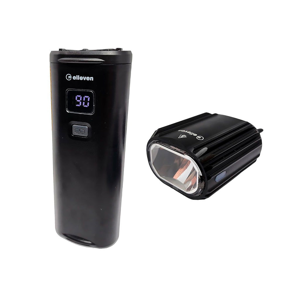 FAROL E-BIKE ELLEVEN COM BATERIA E SUPORTE 900 LUMENS RECARREGÁVEL USB - PRETO FOSCO