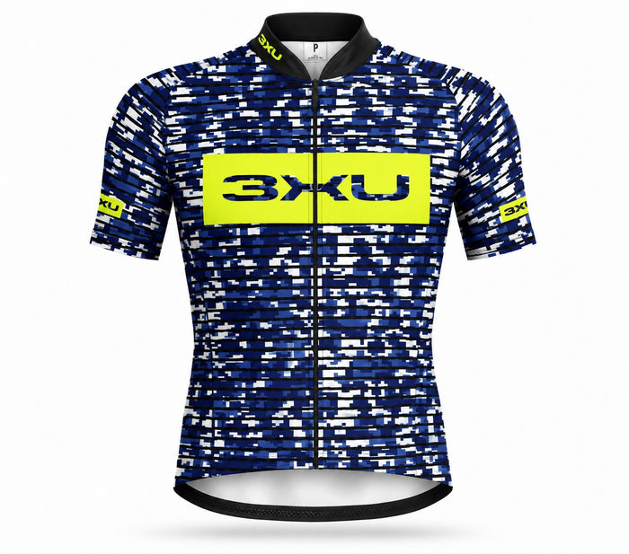 Camisa Ciclismo Refactor 3xu Camo Azul/Amarelo - AZUL/AMARELO / P