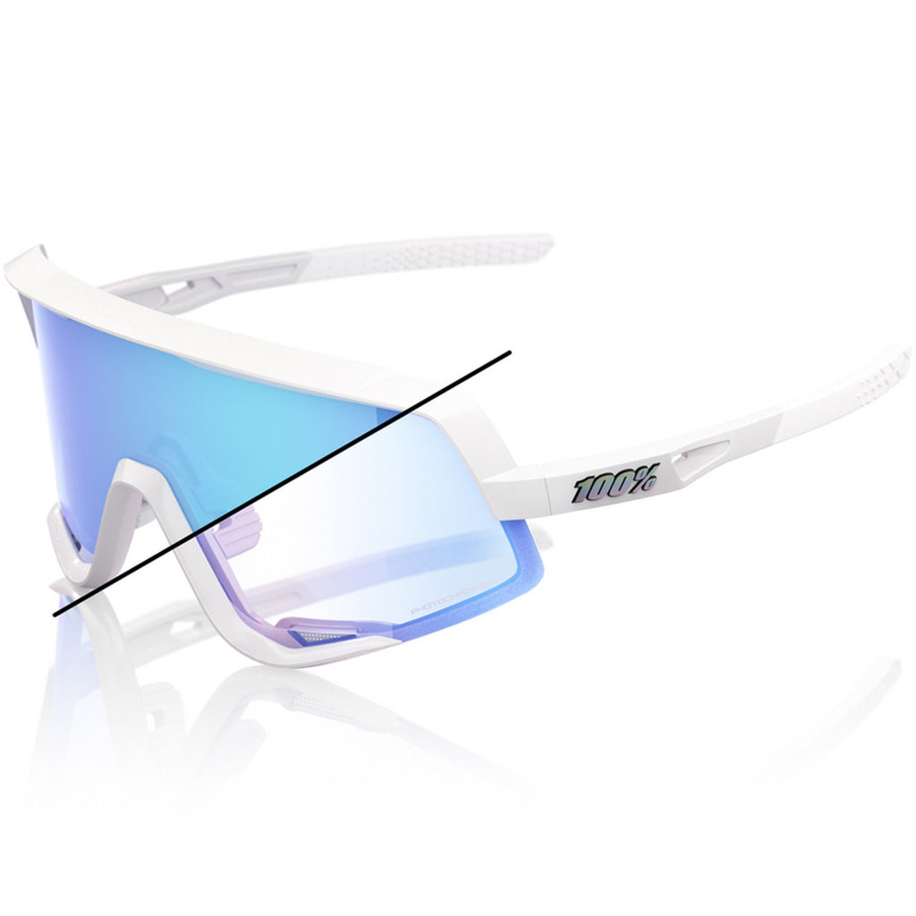 OCULOS 100% GLENDALE - BASTILLE LE - PEARL WHITE GLITTER - BLUE MIRROR PHOTOCHROMIC PRETO