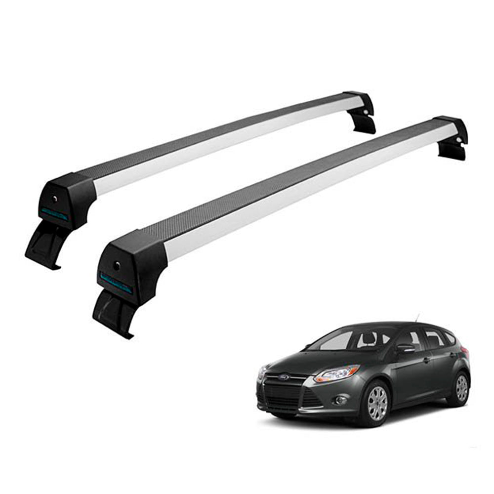 RACK DE TETO LONG LIFE SPORT ALUM. P/  FORD FOCUS HATCH PARTIR DE 2014 (AFc14) - PRATA