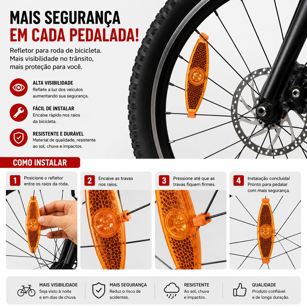 KIT 2 REFLETOR DE RODA - AMARELO TOP IMPORTADO