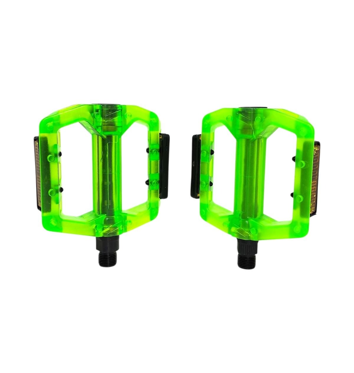 PEDAL PLATAFORMA 9/16 ESFERADO ACRÍLICO COM REFLETOR TRANSPARENTE VERDE