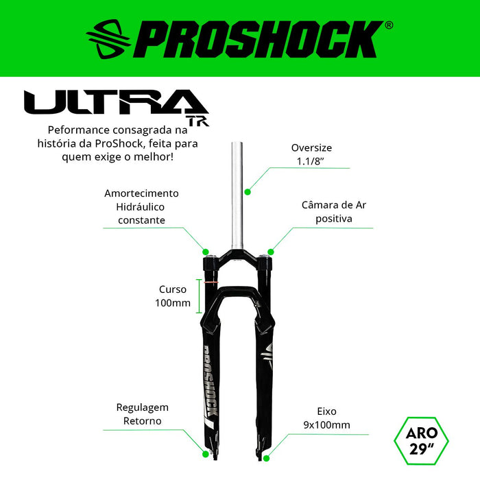 Suspensão Ultra Tr Spider Aro 29 Eixo 9x100 Preta Brilhante