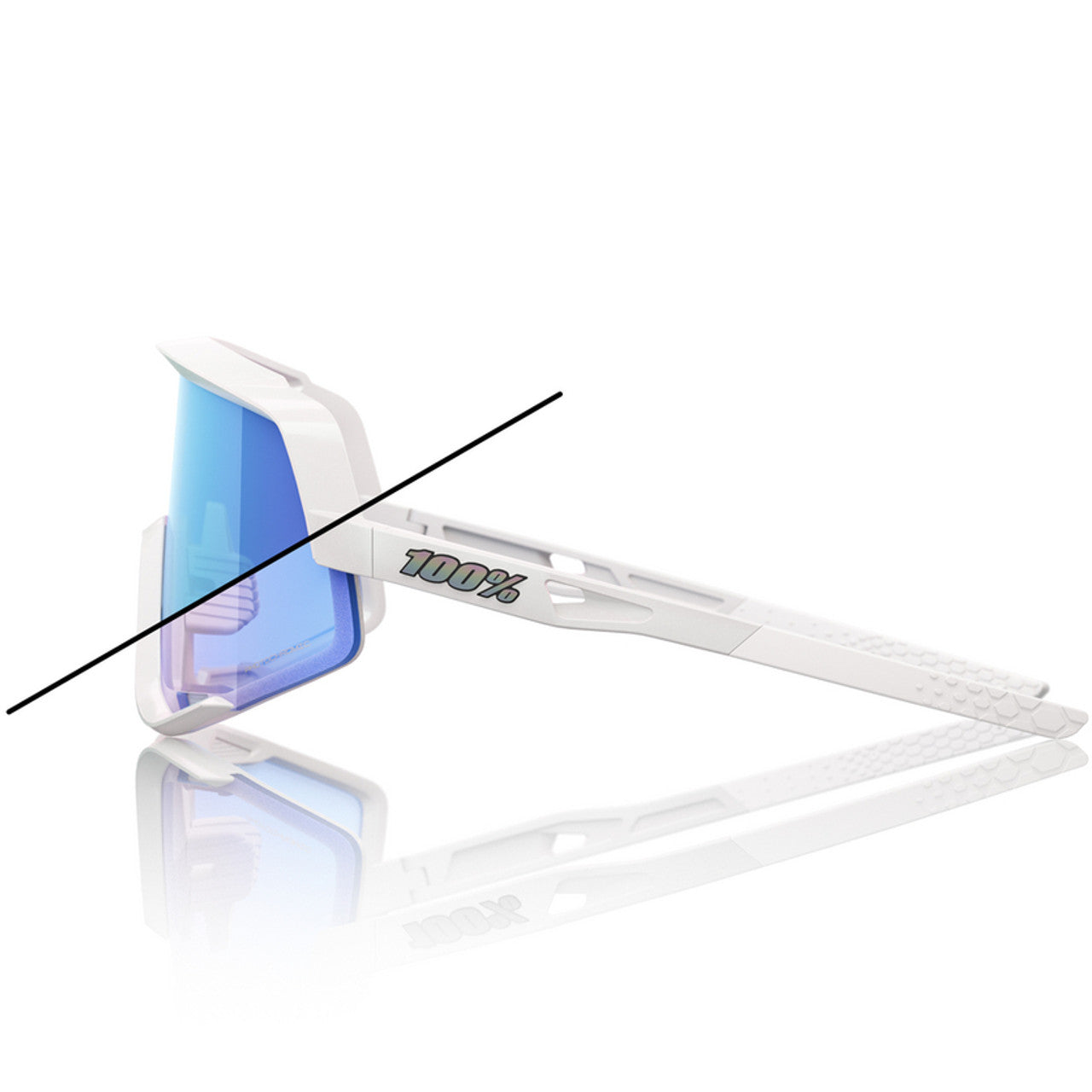 OCULOS 100% GLENDALE - BASTILLE LE - PEARL WHITE GLITTER - BLUE MIRROR PHOTOCHROMIC PRETO
