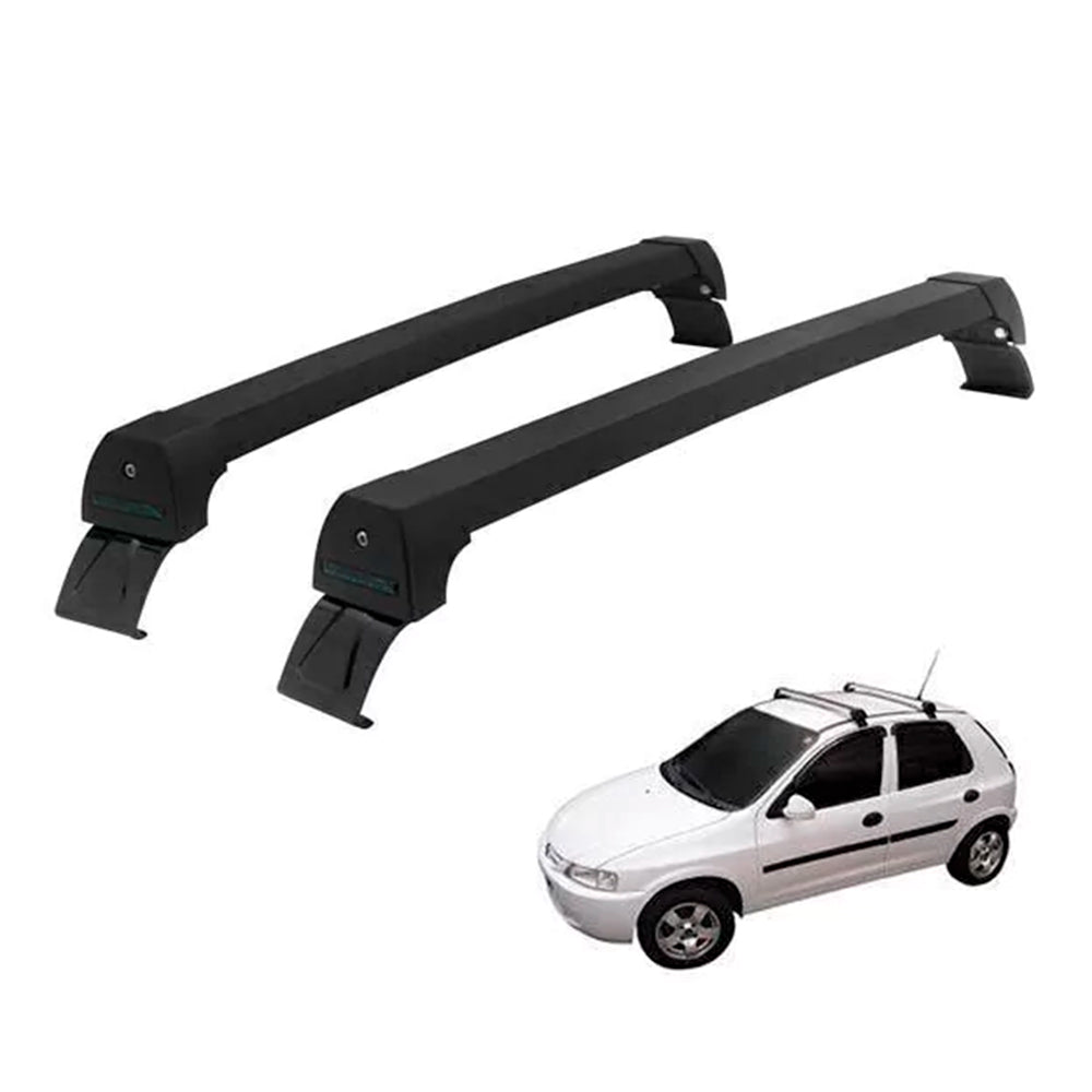 RACK LONG LIFE SPORT ALUM. PRETO P/ CHEVROLET CELTA - 4 PORTAS (PCe-4) - PRETO