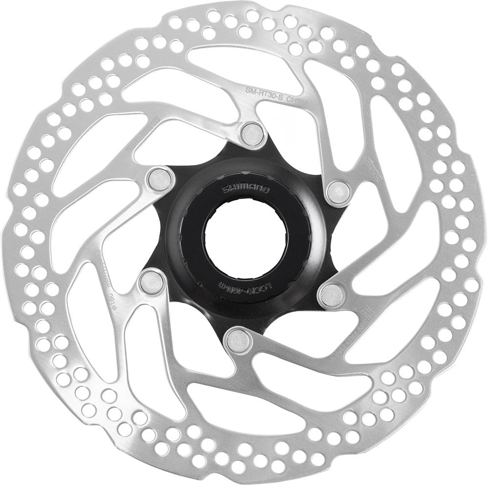 ROTOR DE FREIO A DISCO SHIMANO C. LOCK 160MM RT30 - PRATA - 160mm