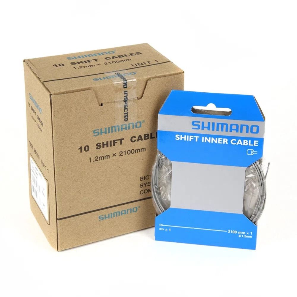 CABO DE AÇO INOX SHIMANO 1,2X2100MM PARA CÂMBIO TRASEIRO 10UN - INOX