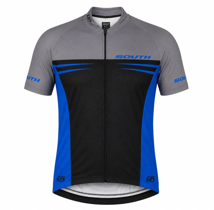 Camisa Ciclismo Refactor South Preto/Azul/Cinza - PRETO/AZUL/CINZA / P