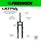 SUSPENSÃO ULTRA XC TRAVA NO CROWN SPIDER ARO 29 EIXO 9X100 PRETA BRILHANTE