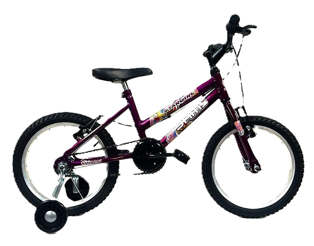 BICICLETA 16 AÇO C/ RODA LATERAL E ARO ALUMÍNIO FEMININA