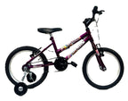 BICICLETA 16 AÇO C/ RODA LATERAL E ARO ALUMÍNIO FEMININA