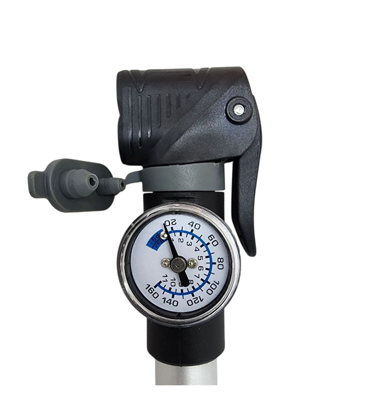 Bomba Mini Barril Aluminio Bico Duplo Com Manometro Cabo "t" 100 Psi