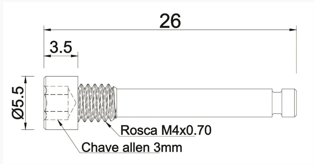 PARAFUSO DE TITANIO PARA FIXAR PASTILHA DE FREIO SRAM 02 UN PRATA