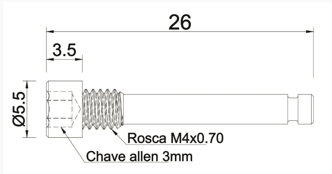 PARAFUSO DE TITANIO PARA FIXAR PASTILHA DE FREIO SRAM 02 UN PRATA