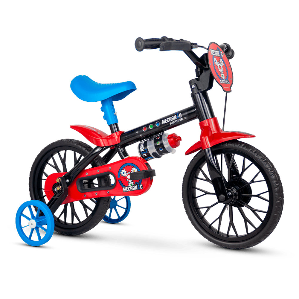 Bicicleta 12 Nathor Mechanic - Preto/Vermelho/Azul