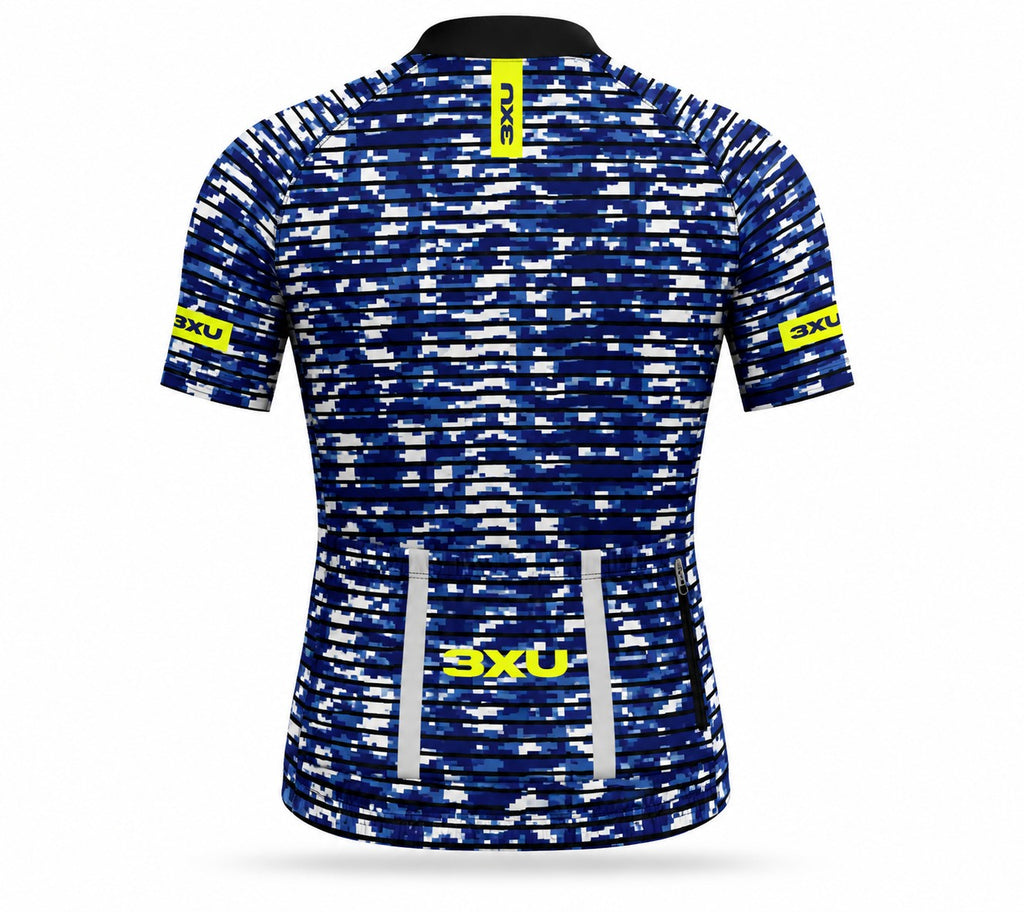 Camisa Ciclismo Refactor 3xu Camo Azul/Amarelo