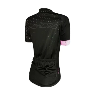 CAMISA FEMININA BARBEDO RAGLAN SENA BOLINHAS PRETO/ROSA  - P