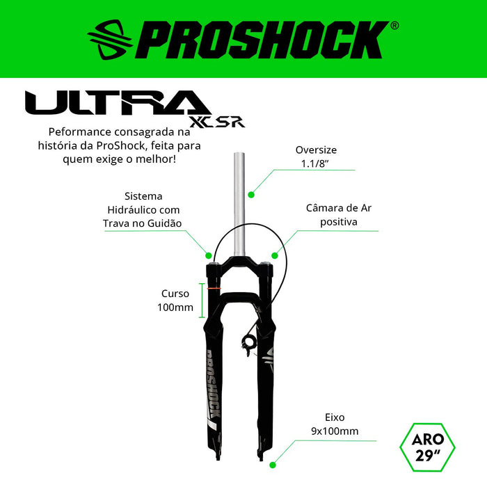 Suspensão Ultra Xc Trava No Guidão Sr Spider Aro 29 Eixo 9x100 Preta Brilhante