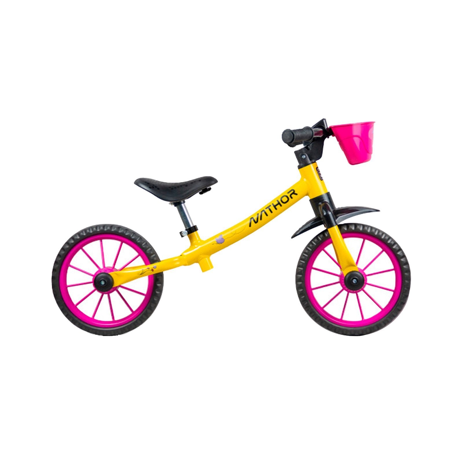 Bicicleta Balance Bike Nathor Drop Garden - Amarelo/Rosa