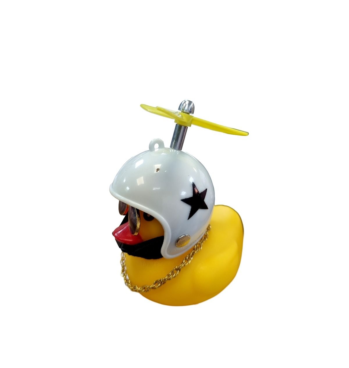 Buzina Silicone Pato Com Capacete Branco Estrela