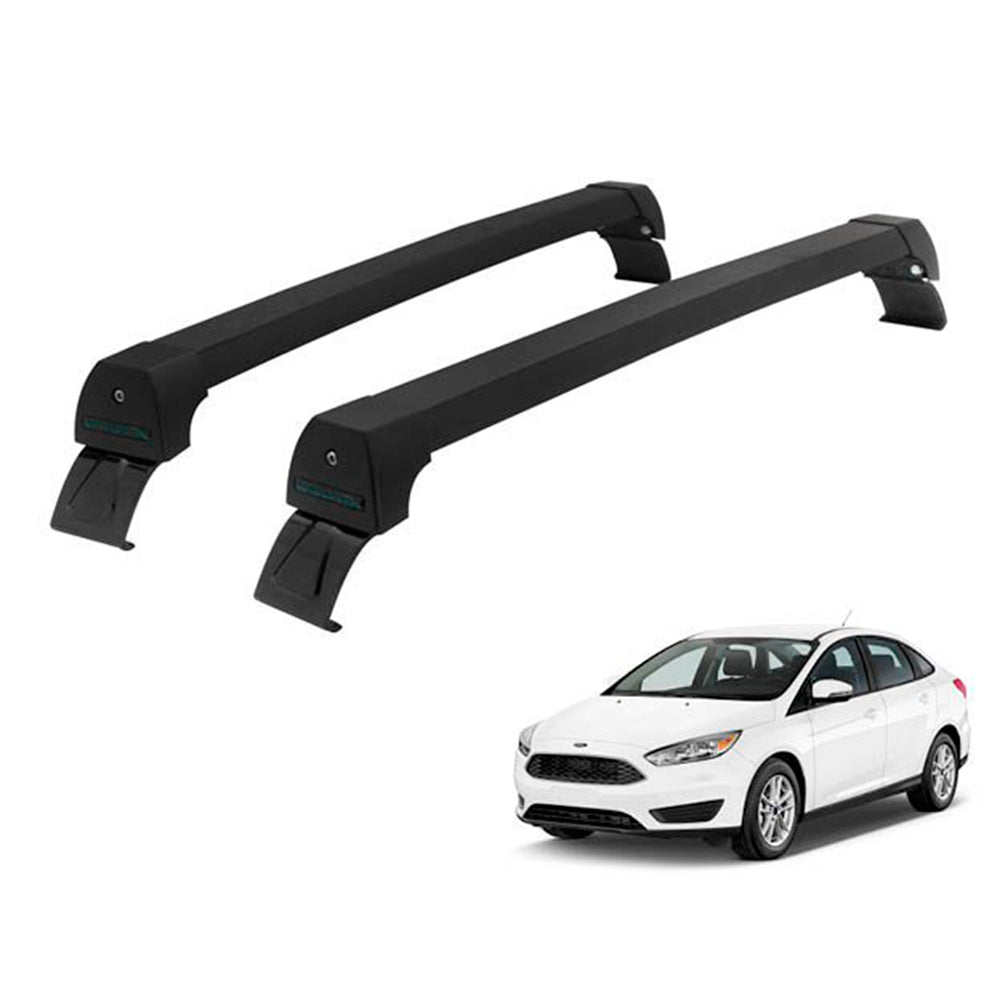 RACK DE TETO LONG LIFE SPORT ALUM. P/  FORD FOCUS SEDAN PARTIR DE 2014 (PFc14) - PRETO