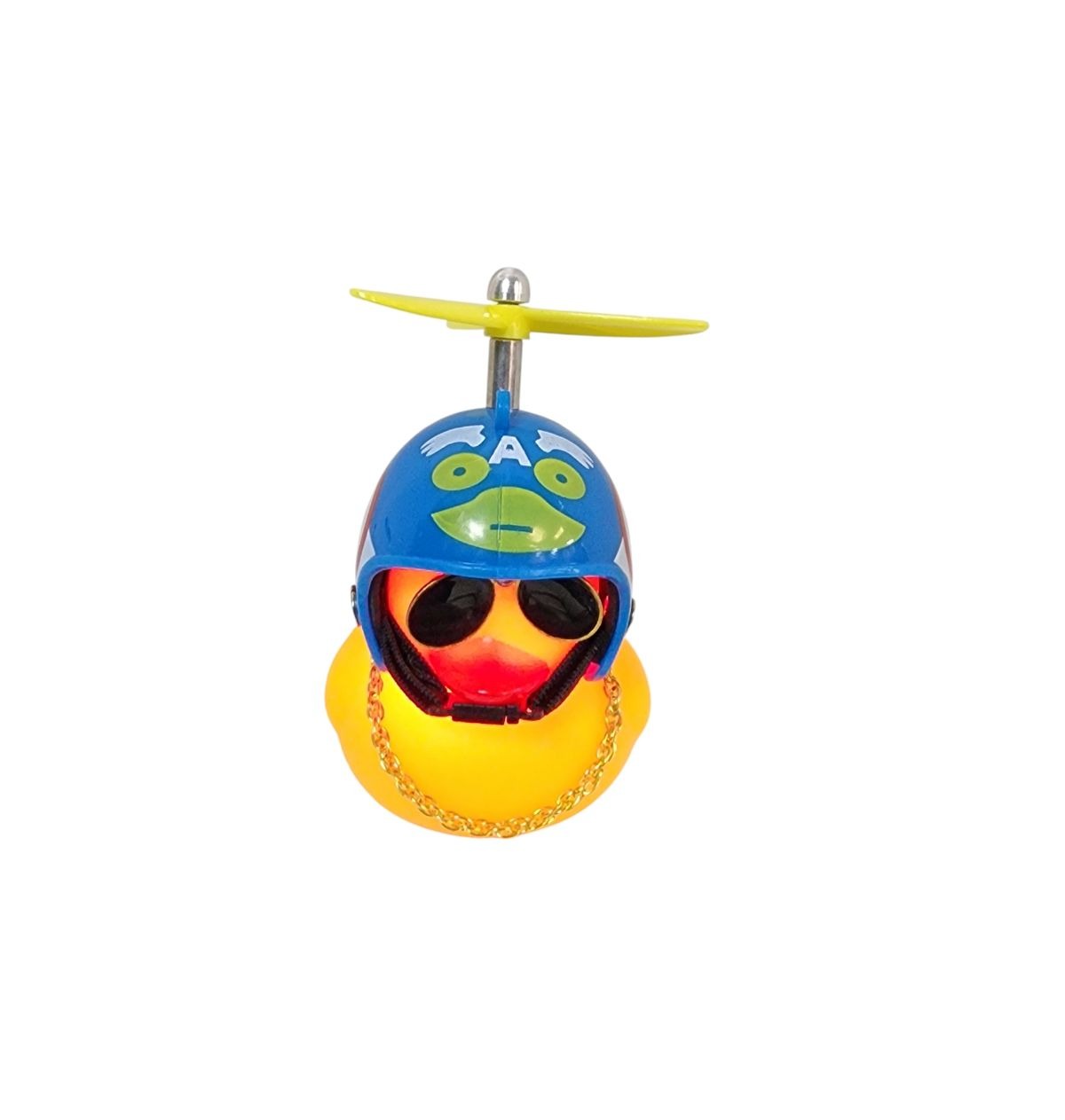 BUZINA SILICONE PATO COM CAPACETE AZUL CAPITÃO AMÉRICA
