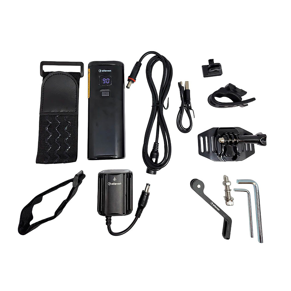 FAROL E-BIKE ELLEVEN COM BATERIA E SUPORTE 900 LUMENS RECARREGÁVEL USB - PRETO FOSCO