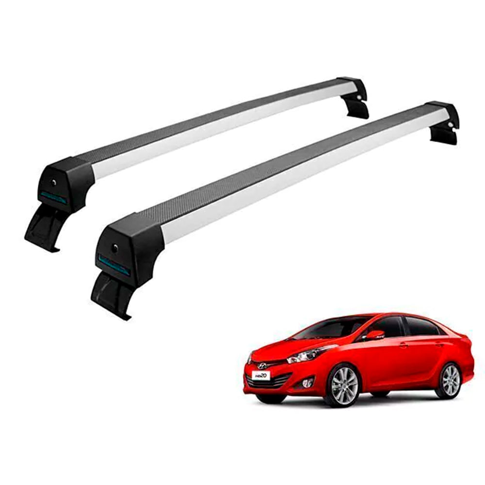 RACK LONG LIFE SPORT ALUM. PRATA P/ HYUNDAI HB20 SEDAN - ATÉ 2019 (AHB20) - PRATA