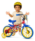 Bicicleta 12 Nathor Fire Man - Azul/Vermelho/Amarelo