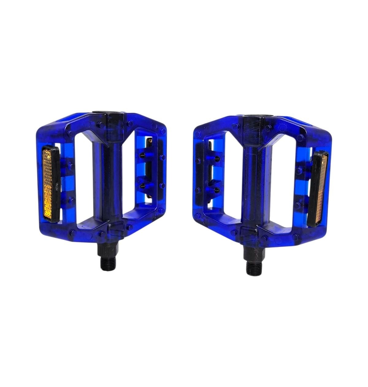 PEDAL PLATAFORMA 9/16 ESFERADO ACRÍLICO COM REFLETOR TRANSPARENTE AZUL