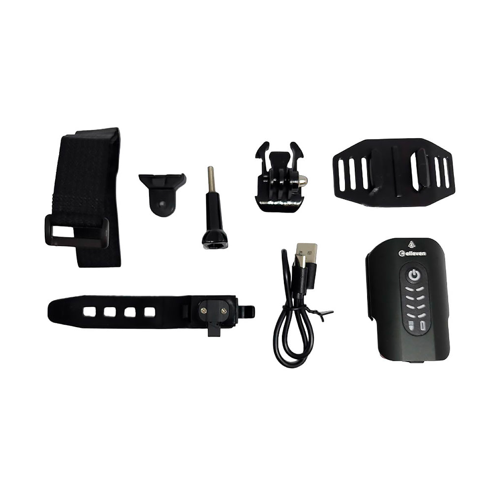 FAROL SINALIZADOR 2 EM 1 ELLEVEN 600+30 LUMENS RECARREGÁVEL USB - PRETO FOSCO