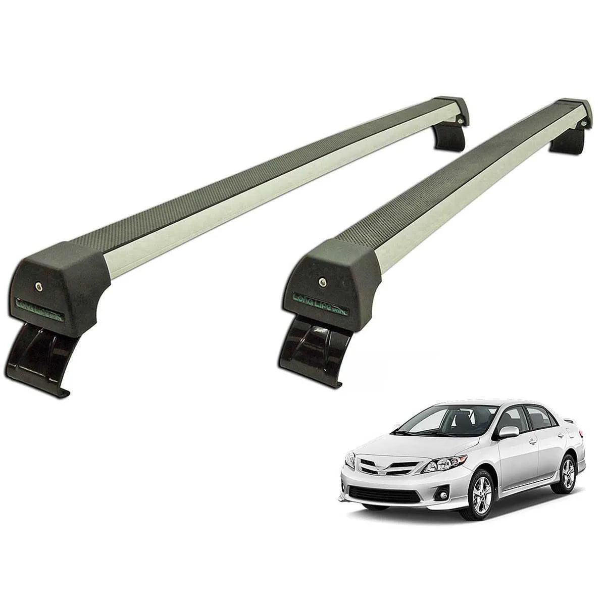 RACK DE TETO LONG LIFE SPORT ALUM. P/ TOYOTA COROLLA 2009-2014 (ACr9) - PRATA