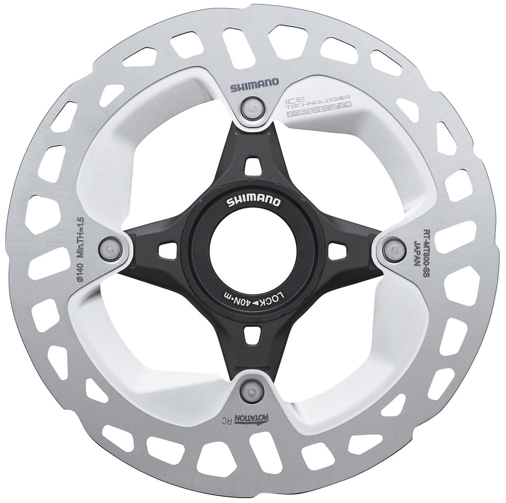 ROTOR DE FREIO A DISCO SHIMANO C. LOCK XT MT800 ICE TECH FREEZA 140mm - PRETO/PRATA