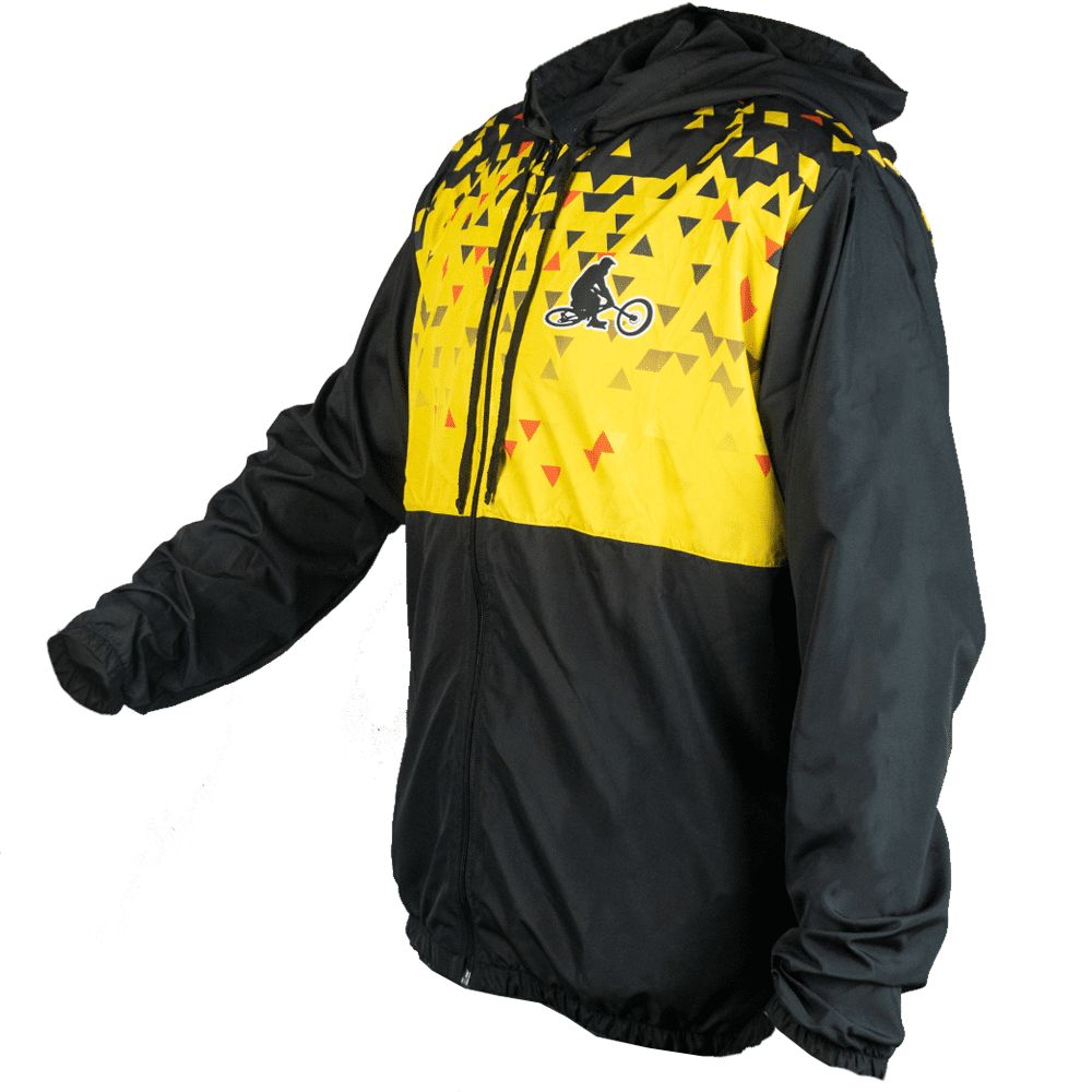 JAQUETA CORTA VENTO PEDALOKOS IMX SPORT TRIÂNGULOS INFANTIL - PRETO/AMARELO - 14 Anos