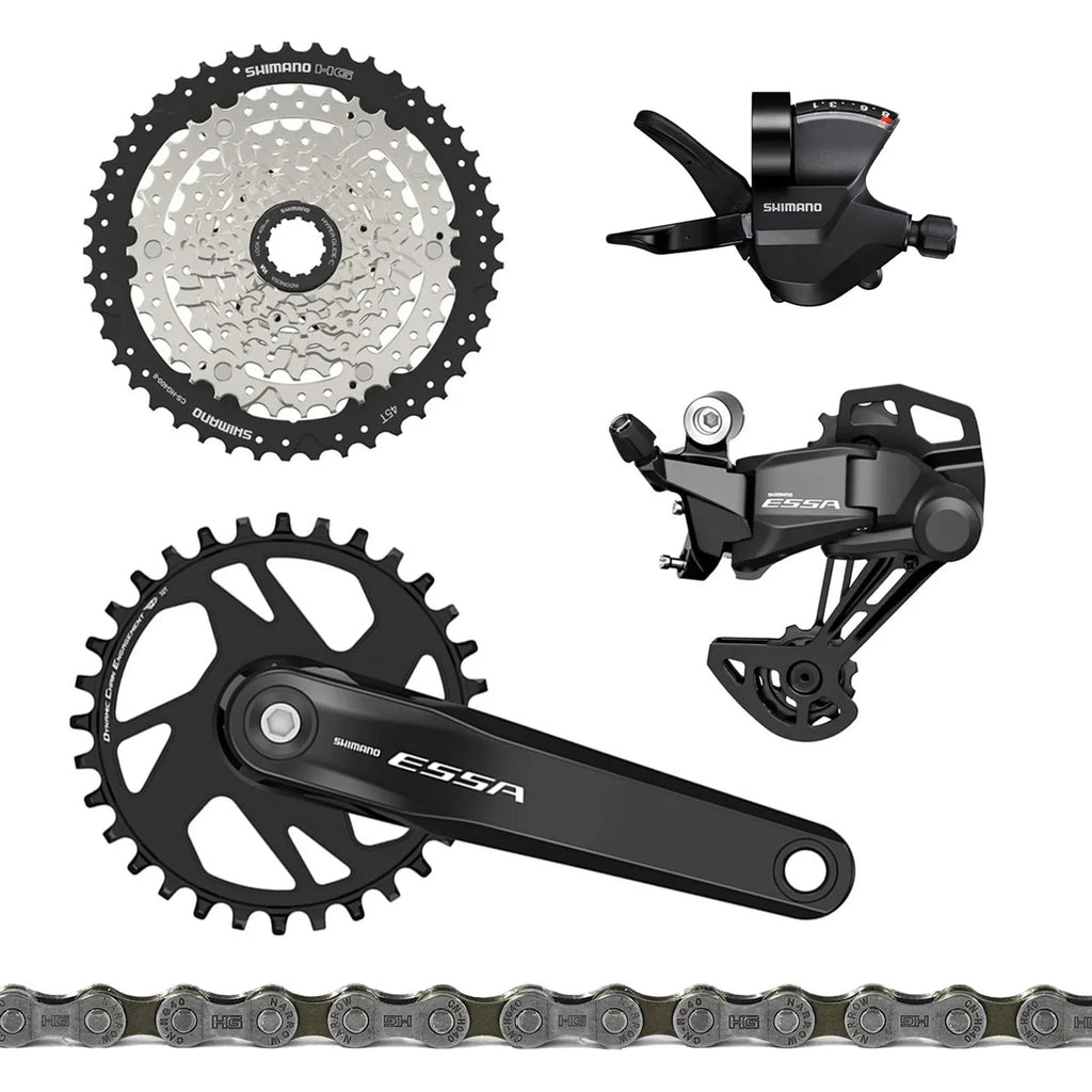 GRUPO SHIMANO ESSA 8V COROA 32D CASSETE 11/45D C/ CORRENTE